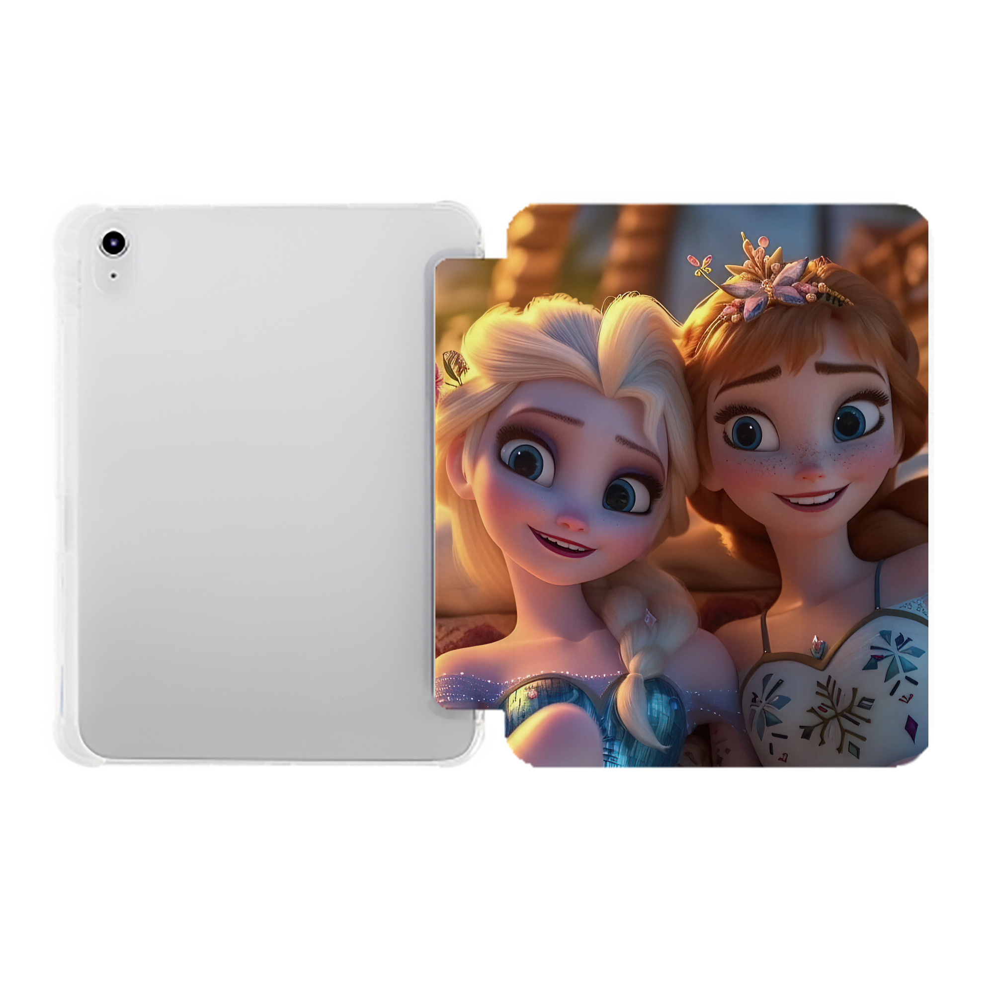 （画像用） アナと雪の女王 アンナ エルサ Frozen Anna Elsa IPad ケース ペン収納付き 三つ折りスタンド PUレザー×シリコン 対応機種9.5/10.5/10.9インチ